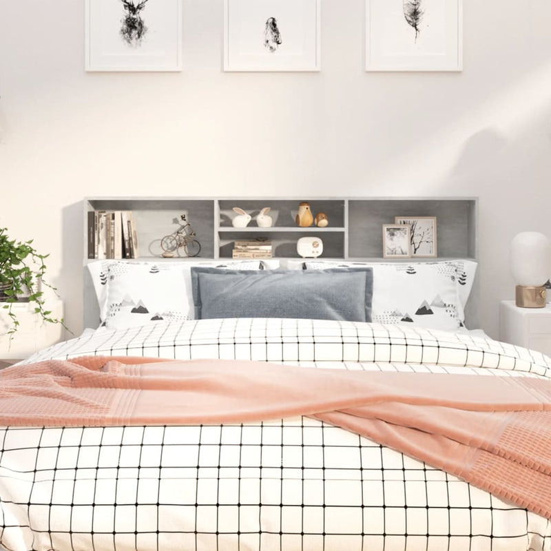 vidaXL Headboard Cabinet Concrete Grey 180 cm