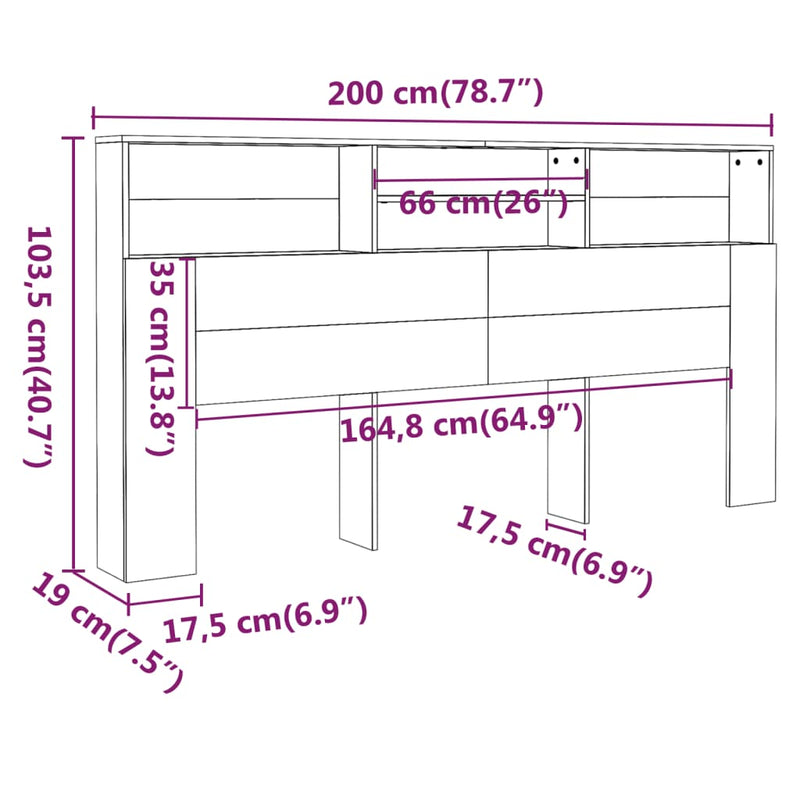 vidaXL Headboard Cabinet White 200 cm