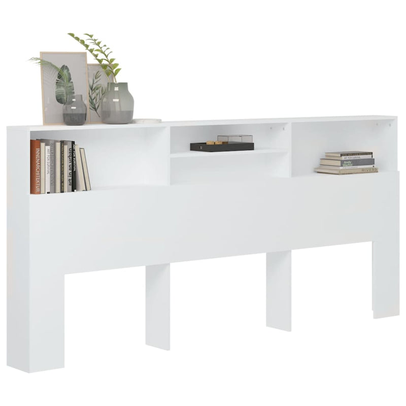 Headboard Cabinet White 220x19x103.5 cm