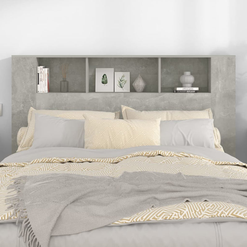 vidaXL Headboard Cabinet Concrete Grey 160 cm