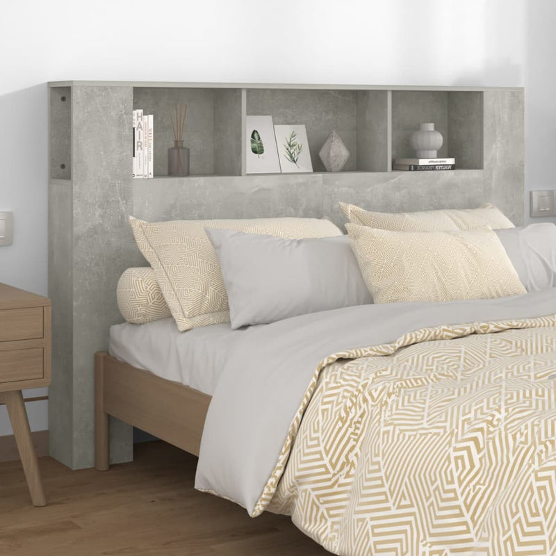 vidaXL Headboard Cabinet Concrete Grey 160 cm