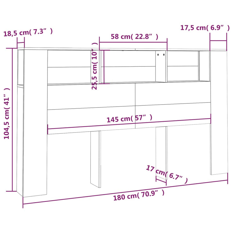 vidaXL Headboard Cabinet Sonoma Oak 180 cm