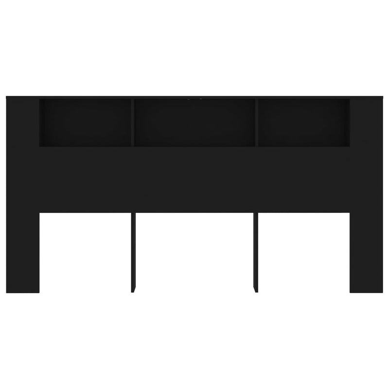 Headboard Cabinet Black 200x18.5x104.5 cm