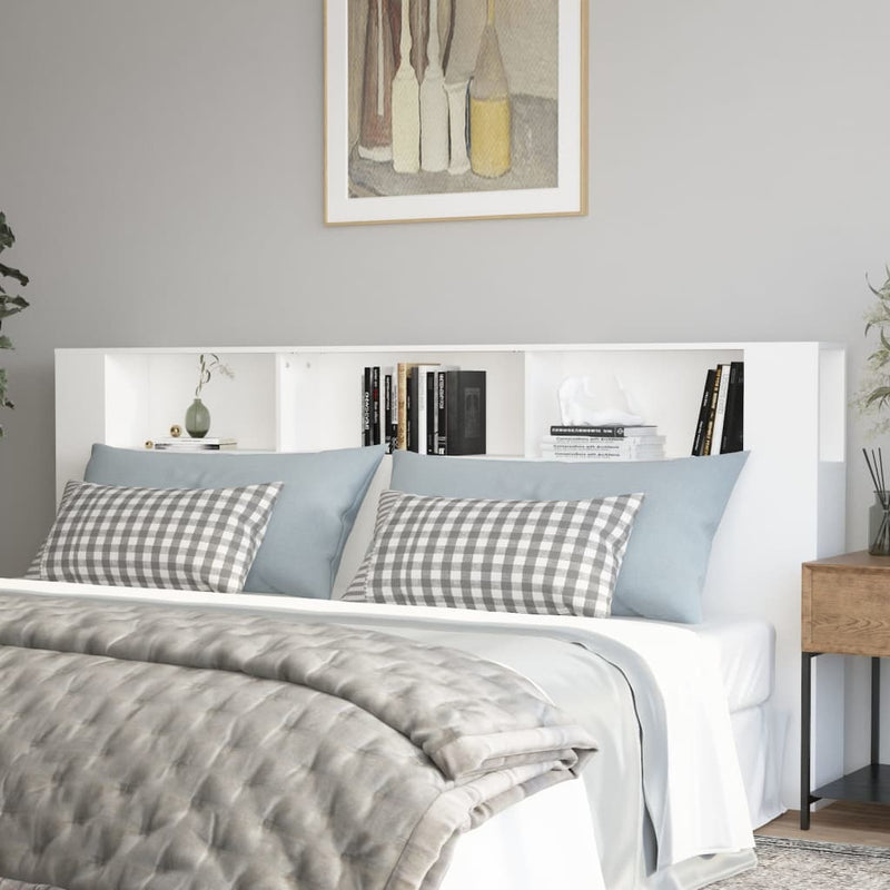 vidaXL Headboard Cabinet White 220 cm