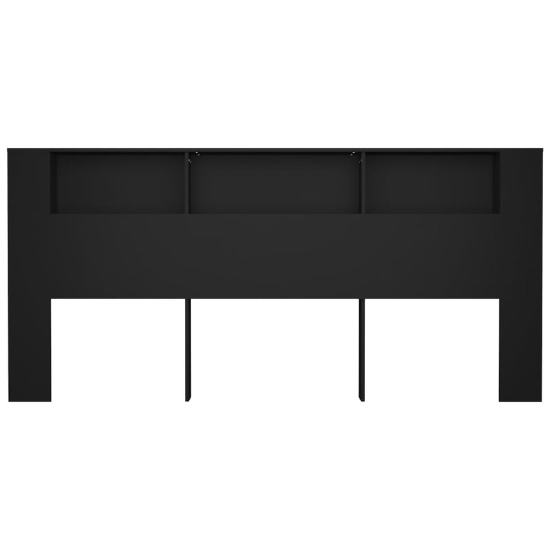 Headboard Cabinet Black 220x18.5x104.5 cm