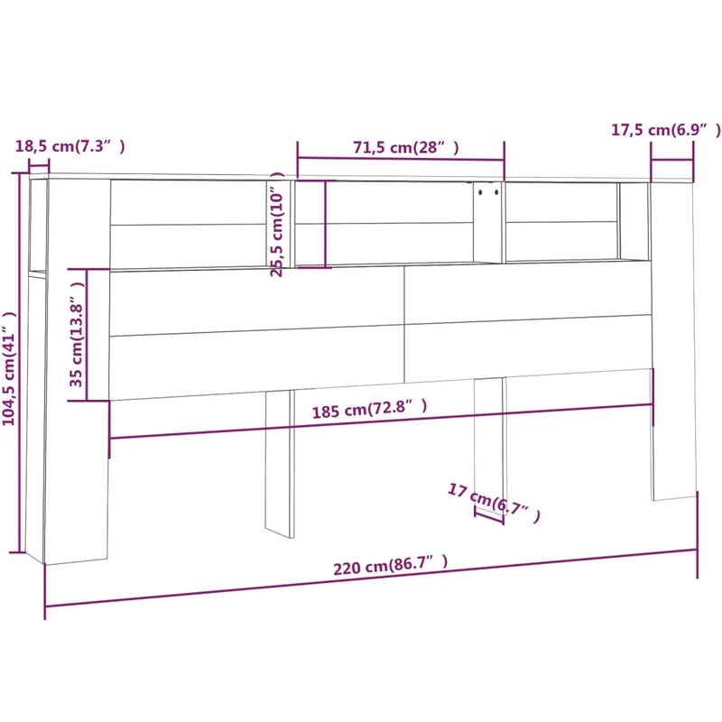 Headboard Cabinet Sonoma Oak 220 cm