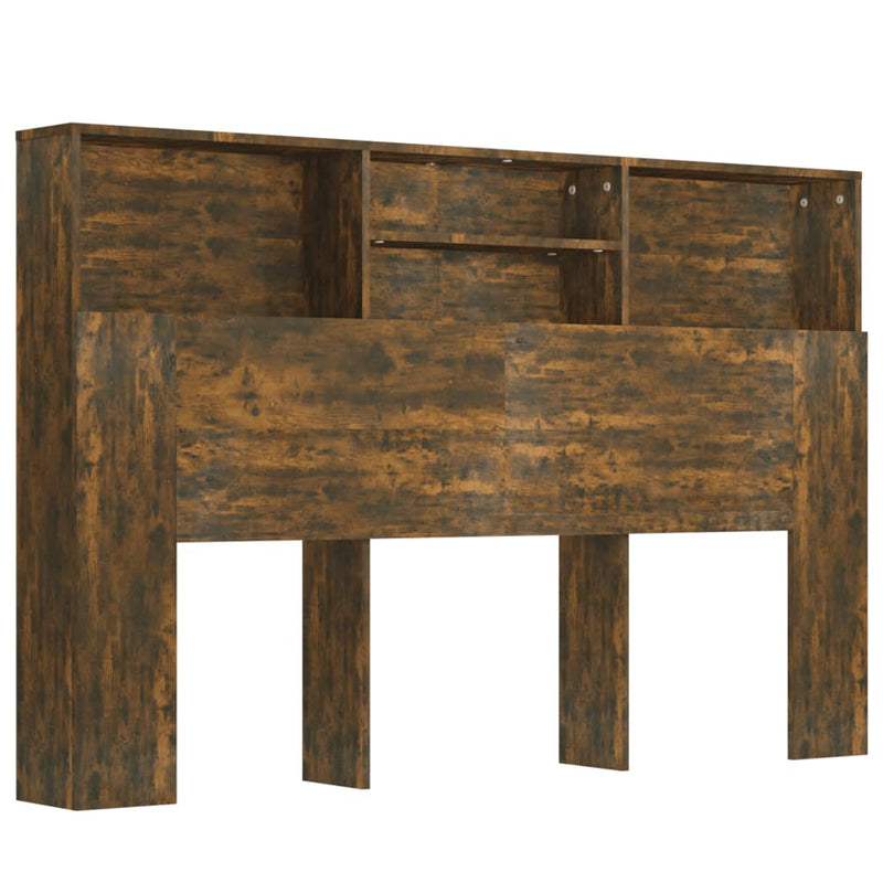 vidaXL Headboard Cabinet Smoked Oak 160 cm