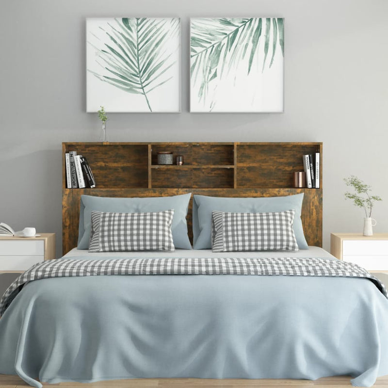 vidaXL Headboard Cabinet Smoked Oak 160 cm