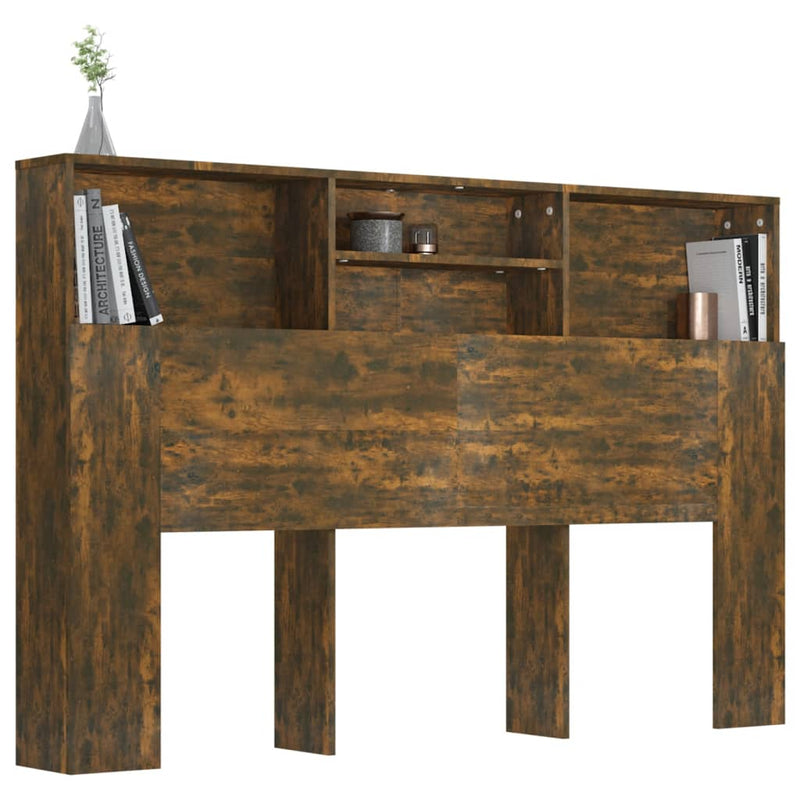 vidaXL Headboard Cabinet Smoked Oak 160 cm