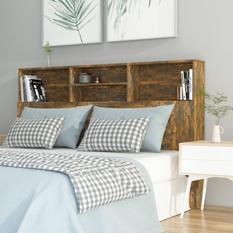 vidaXL Headboard Cabinet Smoked Oak 160 cm
