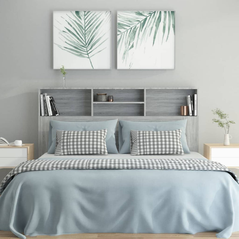 vidaXL Headboard Cabinet Grey Sonoma 160 cm