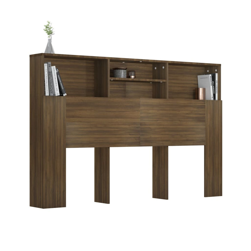 Headboard Cabinet Brown Oak 160x19x103.5 cm