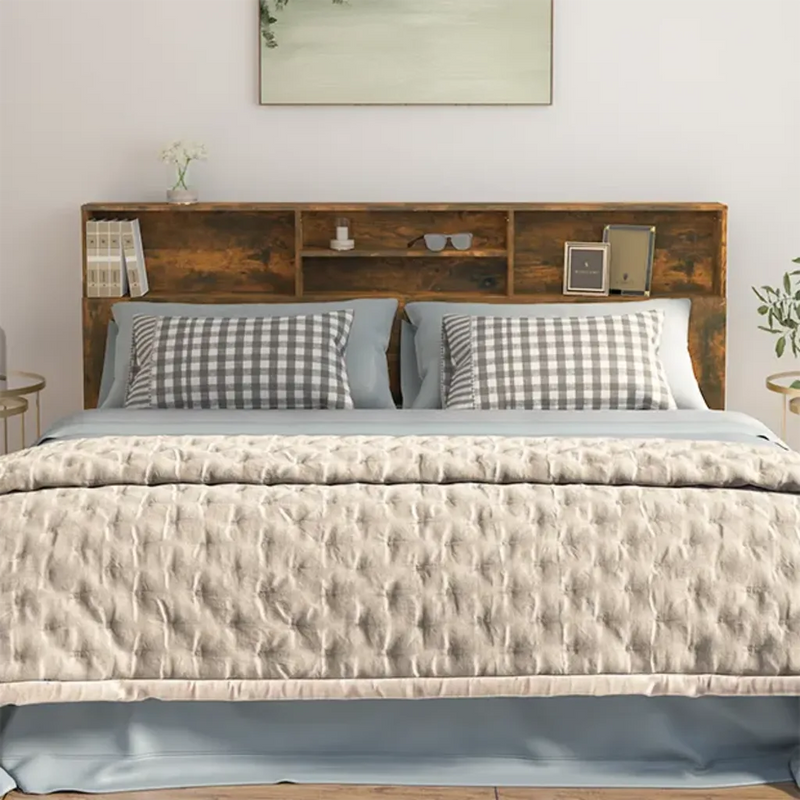 Headboard Cabinet Smoked Oak 200 cm