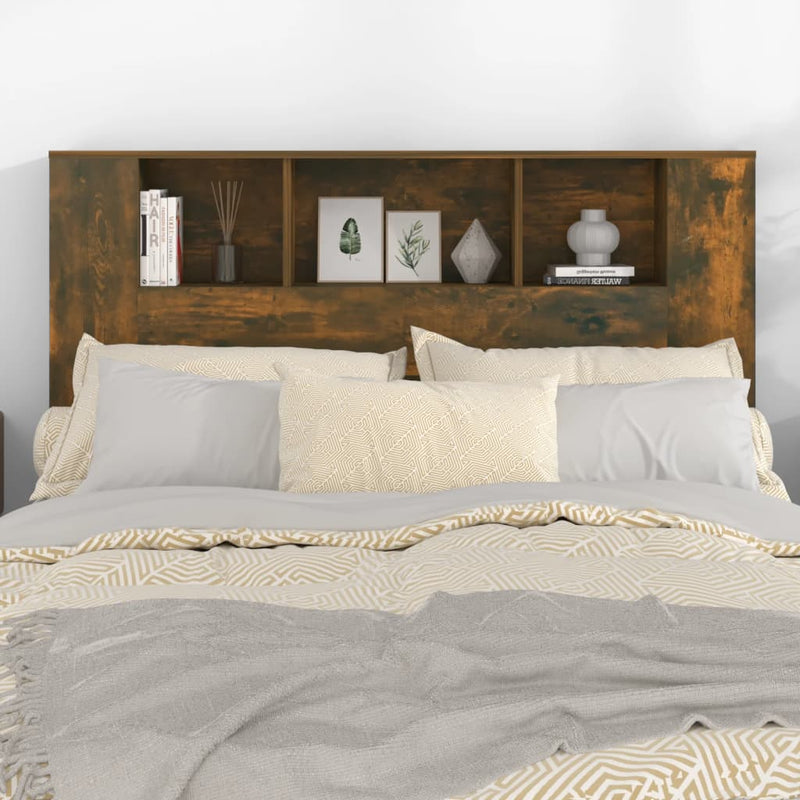 vidaXL Headboard Cabinet Smoked Oak 140 cm