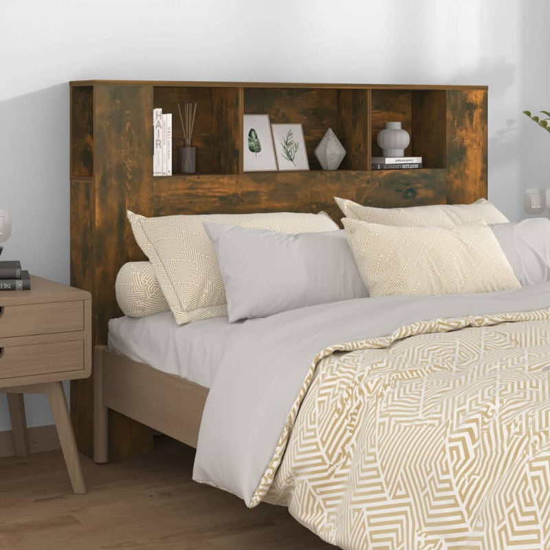 vidaXL Headboard Cabinet Smoked Oak 140 cm