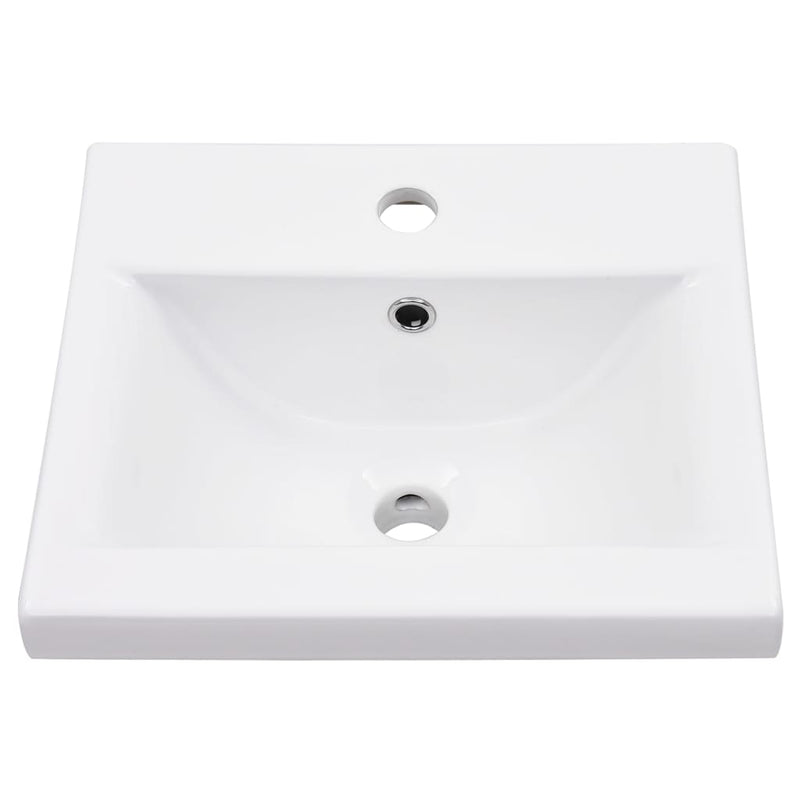 vidaXL Bathroom Washbasin Frame with Built-in Basin White Iron