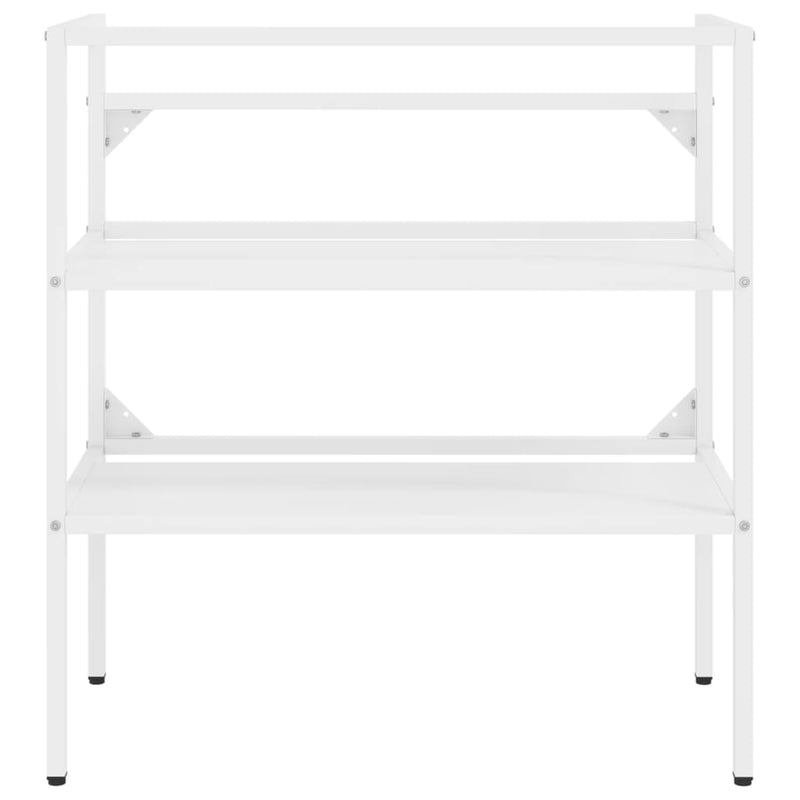 vidaXL Bathroom Washbasin Frame with Built-in Basin White Iron