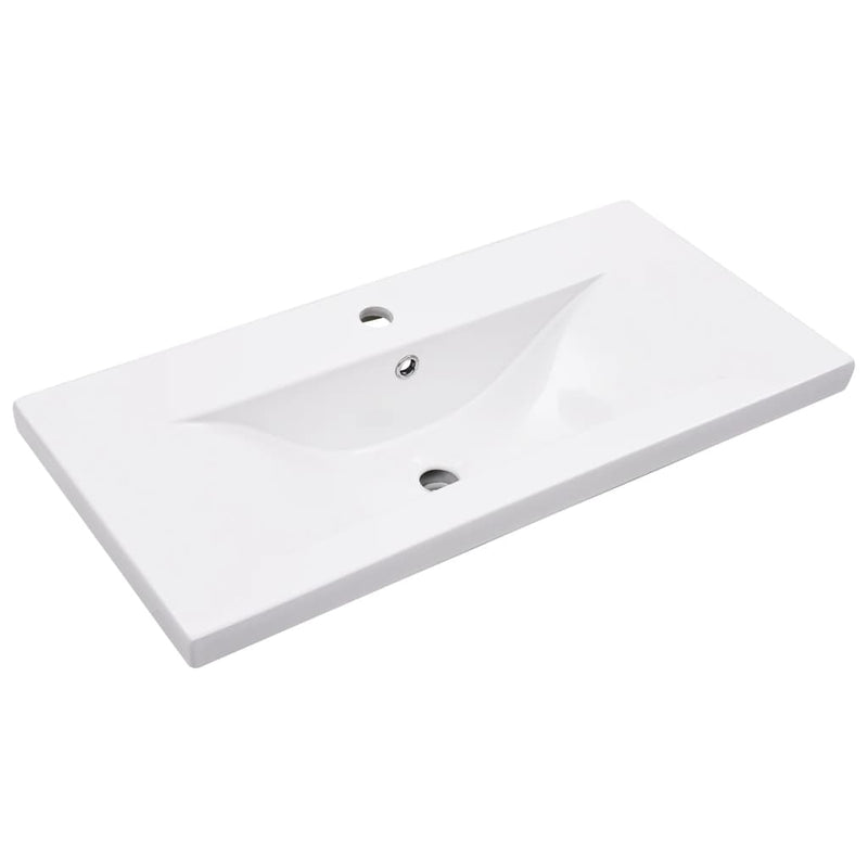 vidaXL Bathroom Washbasin Frame with Built-in Basin White Iron