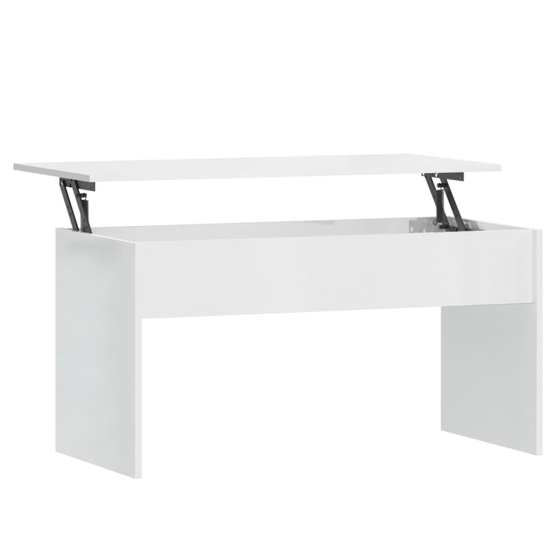 vidaXL Coffee Table High Gloss White 102x50.5x52.5 cm Engineered Wood