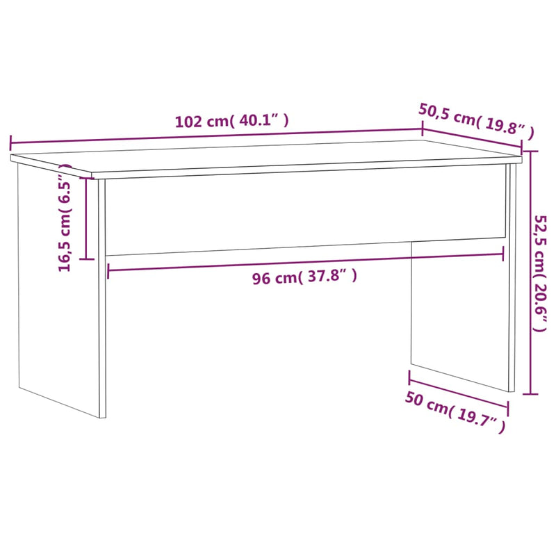 vidaXL Coffee Table High Gloss White 102x50.5x52.5 cm Engineered Wood