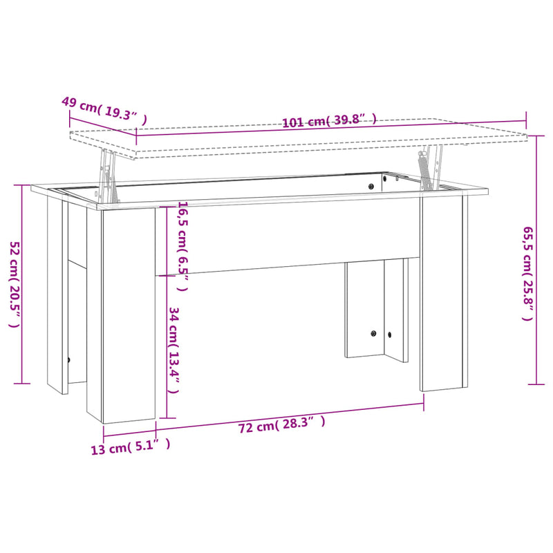 vidaXL Coffee Table Black 101x49x52 cm Engineered Wood