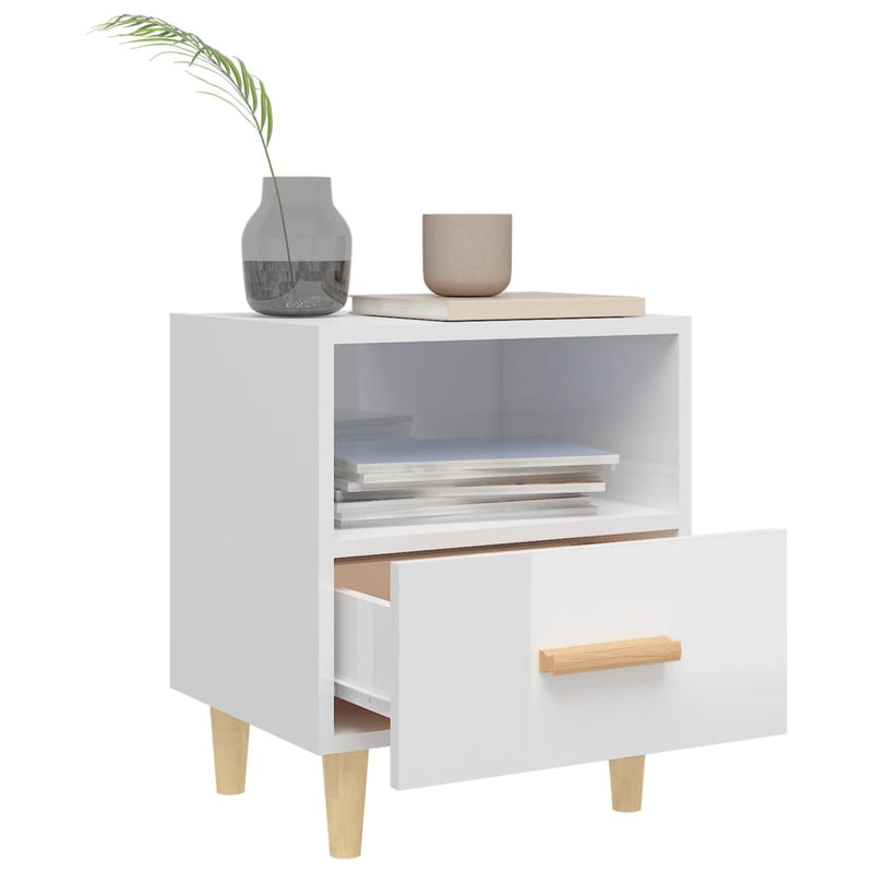 vidaXL Bedside Cabinets 2 pcs High Gloss White 40x35x47 cm