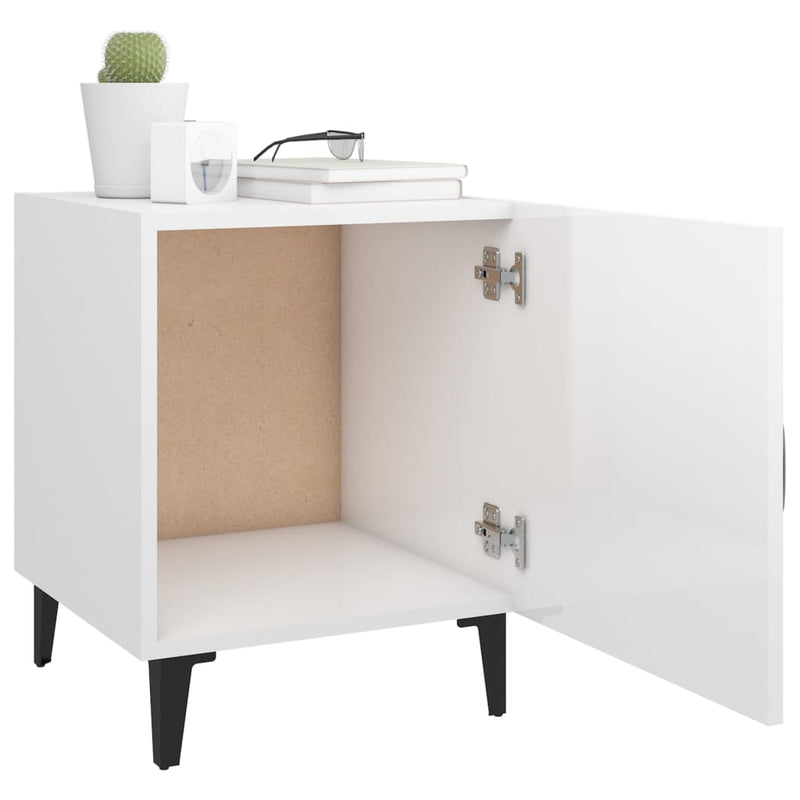 vidaXL Bedside Cabinet High Gloss White Engineered Wood