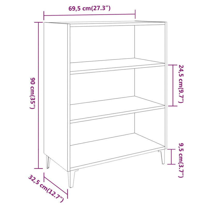 vidaXL Sideboard White 69.5x32.5x90 cm Engineered Wood