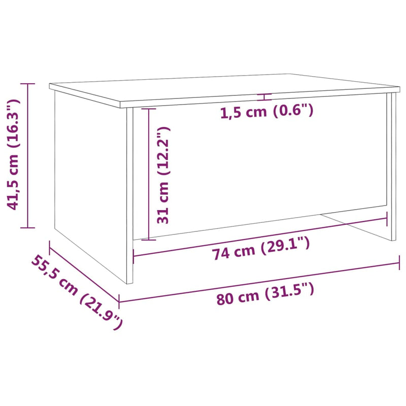 vidaXL Coffee Table Smoked Oak 80x55.5x41.5 cm Engineered Wood