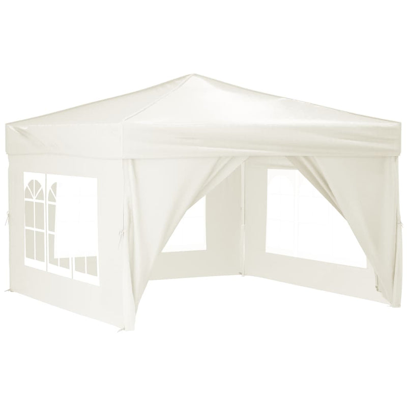 vidaXL Folding Party Tent with Sidewalls Cream 3x3 m