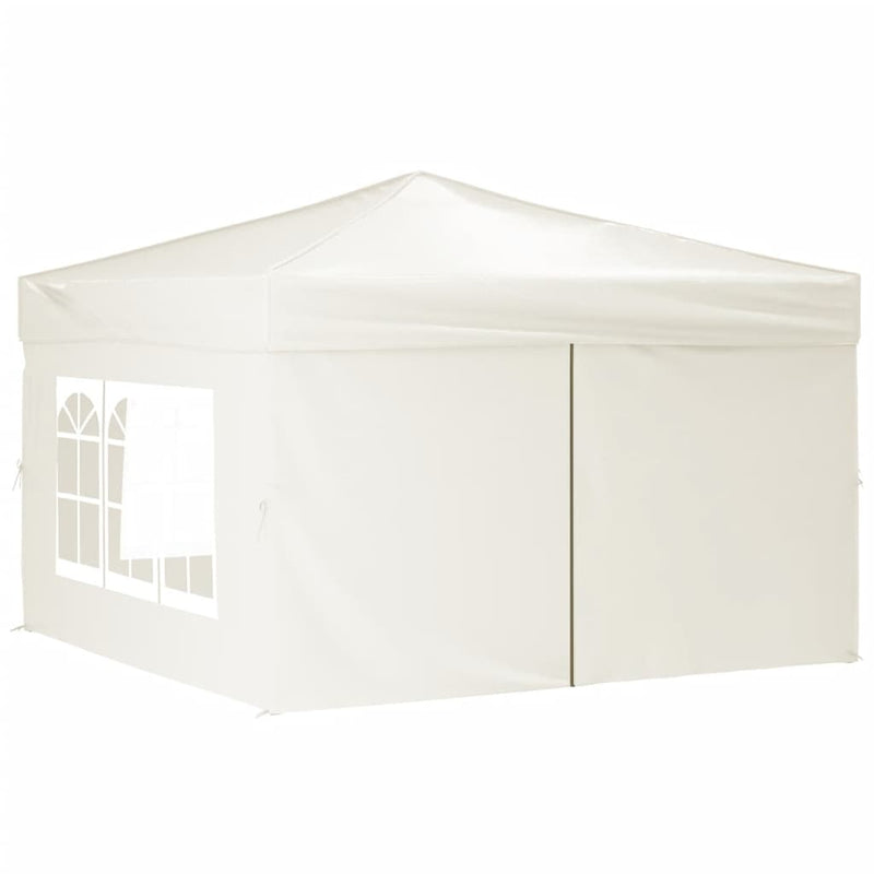 vidaXL Folding Party Tent with Sidewalls Cream 3x3 m