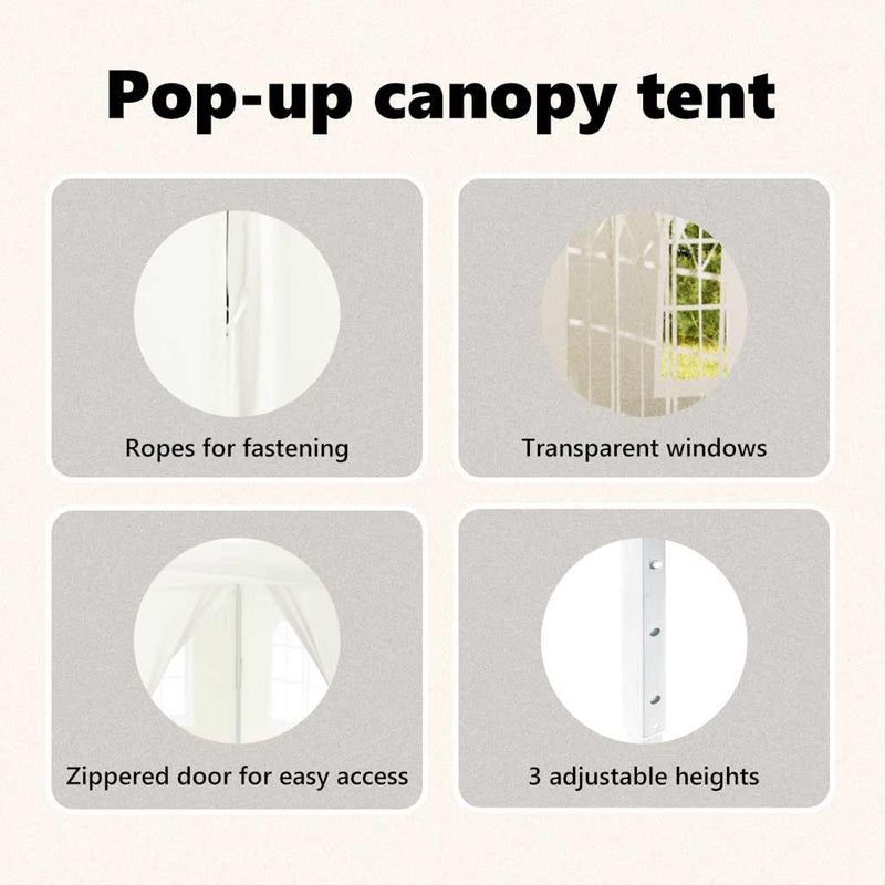 vidaXL Folding Party Tent with Sidewalls Cream 3x3 m
