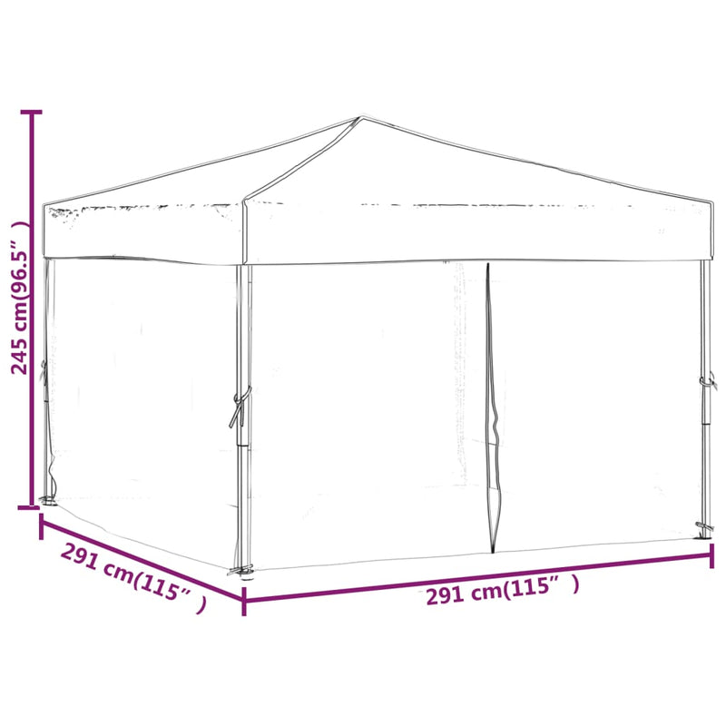 vidaXL Folding Party Tent with Sidewalls Cream 3x3 m