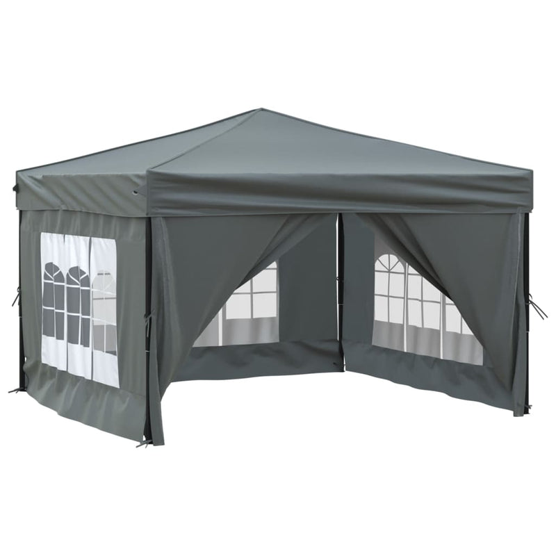 vidaXL Folding Party Tent with Sidewalls Anthracite 3x3 m