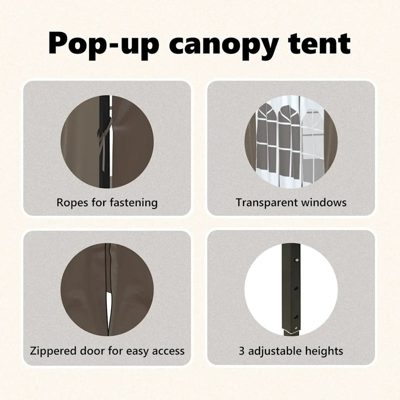 Folding Party Tent with Sidewalls Taupe 3x3 m