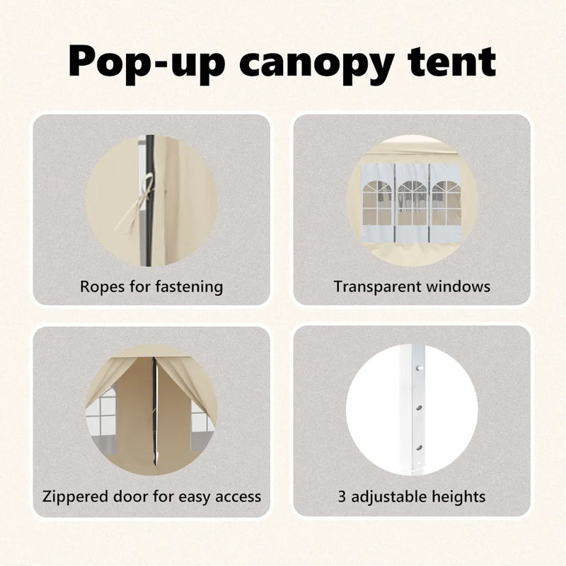 Folding Party Tent with Sidewalls Cream 3x6 m