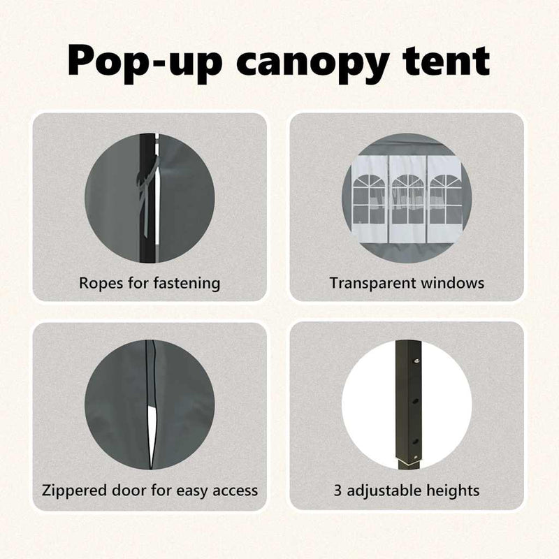 vidaXL Folding Party Tent with Sidewalls Anthracite 3x6 m