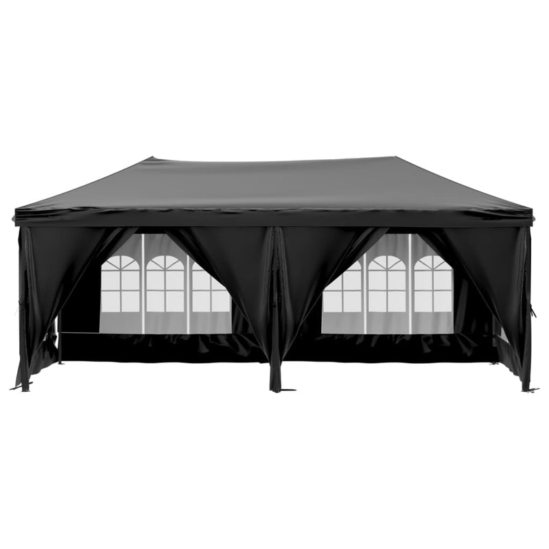 vidaXL Folding Party Tent with Sidewalls Black 3x6 m