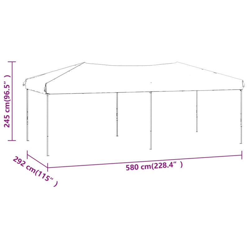 vidaXL Folding Party Tent with Sidewalls Black 3x6 m