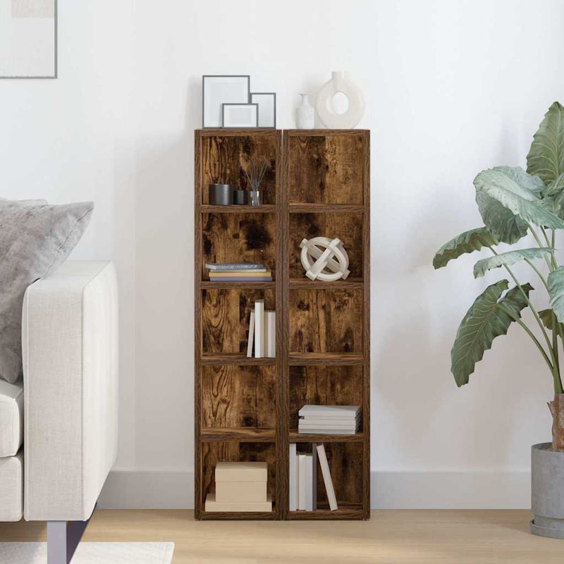 vidaXL CD Cabinets 2 pcs Smoked Oak 21x16x93.5 cm Engineered Wood