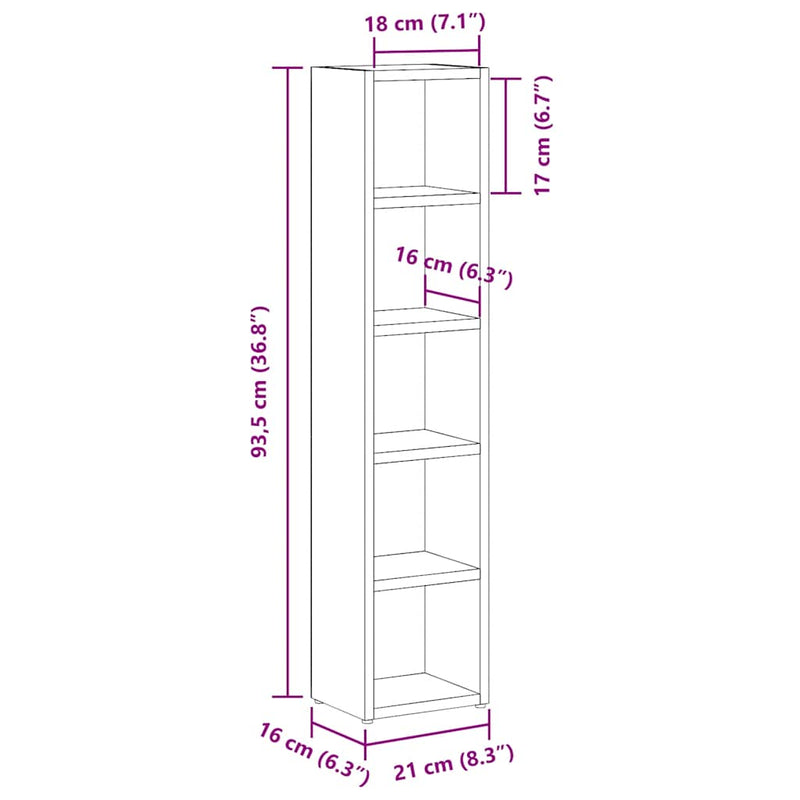 vidaXL CD Cabinets 2 pcs Smoked Oak 21x16x93.5 cm Engineered Wood