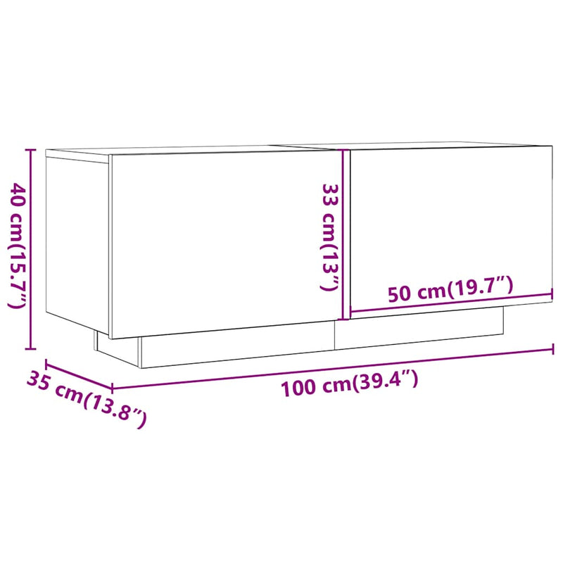 vidaXL TV Cabinet Smoked Oak 100x35x40 cm Engineered Wood