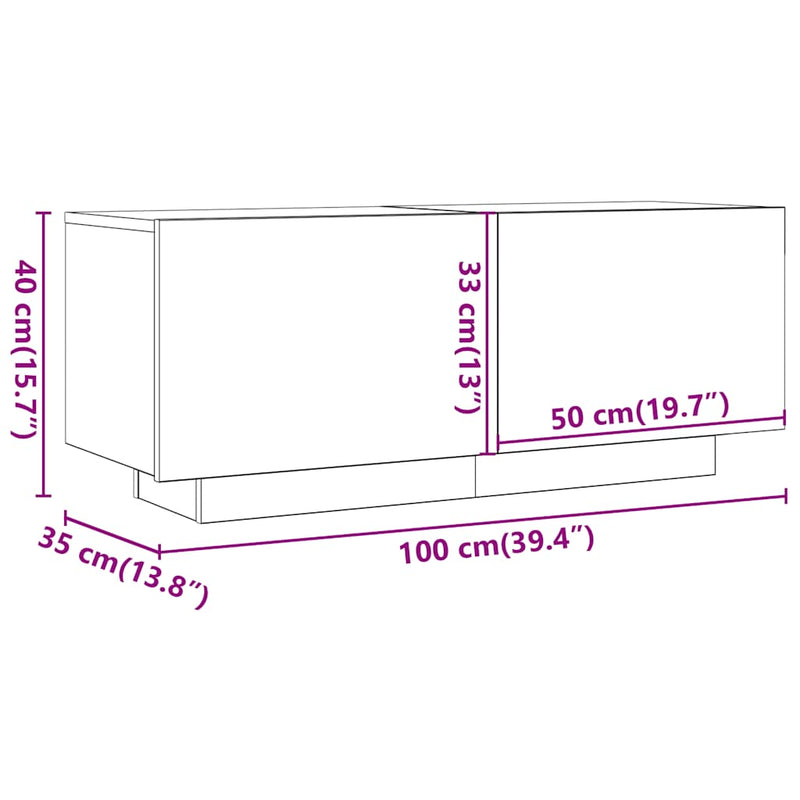 vidaXL TV Cabinet Grey Sonoma 100x35x40 cm Engineered Wood