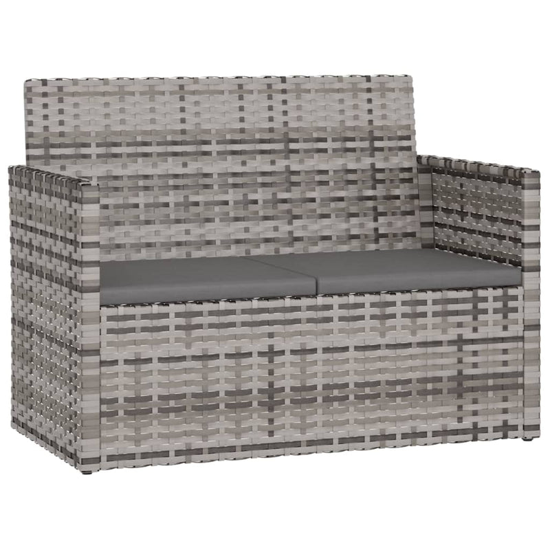 vidaXL 4 Piece Outdoor Lounge Set with Cushions Poly Rattan Grey