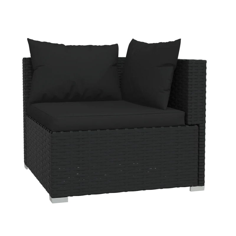 8 Piece Garden Lounge Set with Cushions Poly Rattan Black