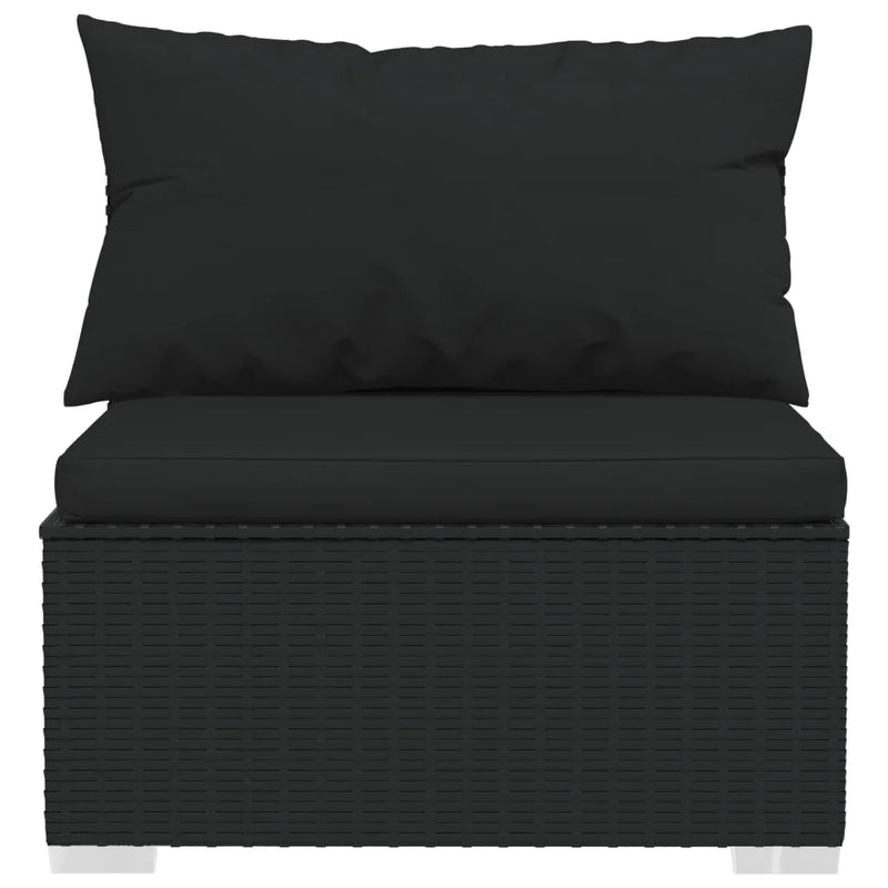9 Piece Garden Lounge Set with Cushions Black Poly Rattan