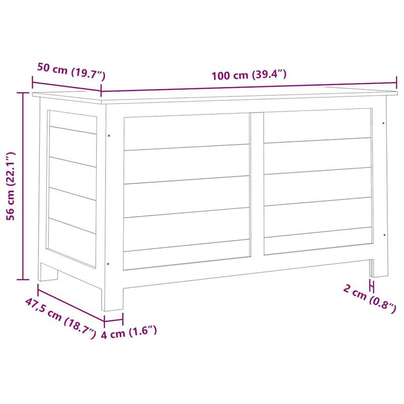 vidaXL Outdoor Cushion Box 100x50x56 cm Solid Wood Fir