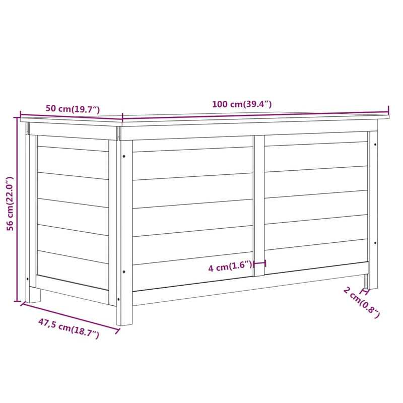 vidaXL Outdoor Cushion Box Anthracite 100x50x56 cm Solid Wood Fir