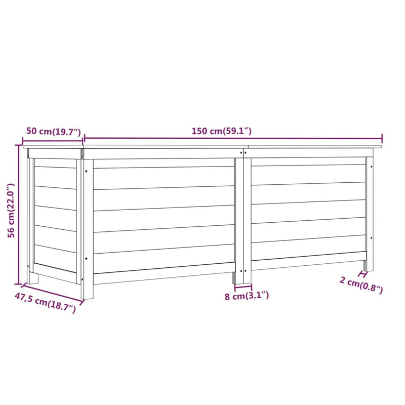 vidaXL Outdoor Cushion Box Anthracite 150x50x56 cm Solid Wood Fir