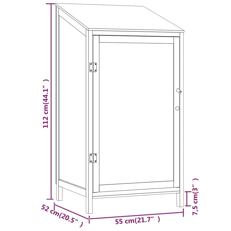 Garden Shed Anthracite 55x52x112 cm Solid Wood Fir